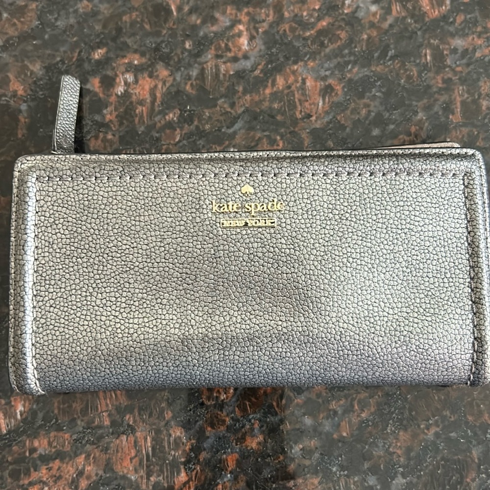 Kate Spade bifold wallet pewter color